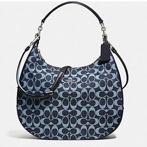 Coach Harley Hobo with Signature Denim and Leather trim